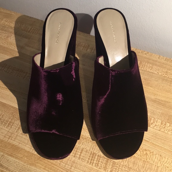 velvet heeled mules